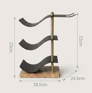 Support à vin de luxe en métal avec base en bois et porte-verres, pour table, bar, cuisine, décoration intérieure - Product Image 2
