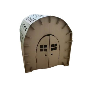 Abri de divertissement pour enfants en matériaux recyclés, carton ondulé, maison de jeu portable en papier personnalisée pour enfants - Product Image 1