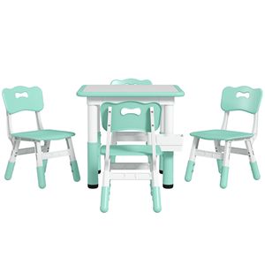 <b>Adjustable</b> 5pc Toddler <b>Table</b> and Chair Set Green 18 Months-5 Years Easy Wipe & Storage Box Kids' Furniture - Product Image 1