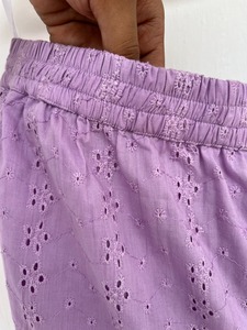 Pantalones de Pijama Morados para Mujer, Bordados con Schiffli, de Pierna Ancha, Estilo Palazzo, Cintura Elástica, Informales y Relajados - Product Image 2
