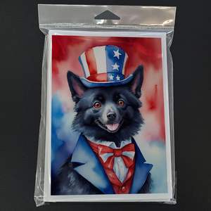 Schipperke patriotique américain fantaisiste A7 cartes de vœux paquet de 8 cartes vierges avec enveloppes taille 5x7 - Product Image 3