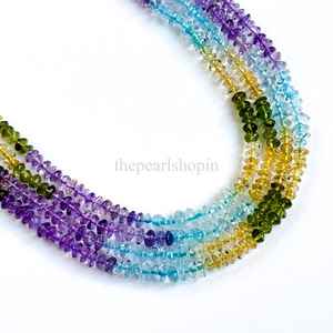 ลูกปัดพลอยหลากสีทรงกระดุมขนาด 4-5 มม. อะความารีน อเมทิสต์ เพอริดอท ซิทริน สำหรับทำเครื่องประดับ ลูกปัดพลอยแบบเส้น ขายส่ง - Product Image 2