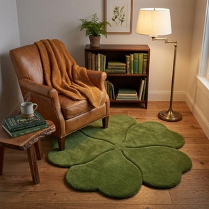 Tapis en laine tufté fait main à motif floral vert, forme personnalisée, moderne, doux, de luxe, pour la maison, en latex – Fournisseur d'usine - Product Image 1