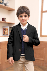 Blazer décontracté uni pour garçons, veste à deux boutons, manteau sport léger, blazer de costume scolaire - Product Image 4