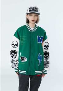 Unisex Chenille Embroidery Leather Sleeve <b>Baseball</b> <b>Jacket</b> Oversized Varsity Style High Street Winter Letterman <b>for</b> <b>Men</b> Wholesale - Product Image 6