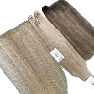 Extensiones de Cabello Humano al por Mayor de Vietnam, Balayage HD Frontal, Liso Natural Rubio, Paquetes Dobles, Trama Genius - Product Image 1