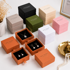 Boîtes cadeaux de luxe pour bijoux avec tiroir, emballages rigides haut de gamme pour bagues, boucles d'oreilles, colliers, emballages cadeaux haut de gamme - Product Image 5
