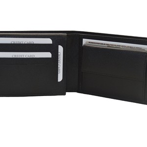 <b>Men's</b> <b>Black</b> Genuine Leather Bifold <b>Wallet</b> Minimalist Fold Closure Short Daily Use Multiple Card Slots Open Closure Vintage - Product Image 2