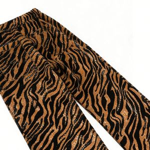 Tiger Print Wide Leg Trousers Brown Black <b>Animal</b> <b>Pattern</b> Streetwear Heavyweight Cotton Relaxed Fit Loose Drawstring Pants - Product Image 5