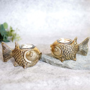 Artisan Golden Fish Set Of 2 <b>Tea</b> <b>Light</b> Holders Home Decoration Heat Resistant Candle Holders - Product Image 6