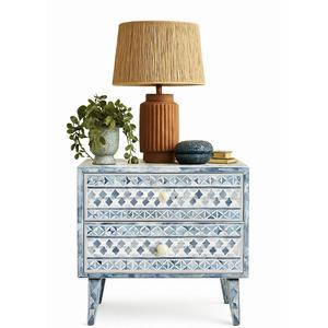 Mesa de Cajones con Incrustaciones de Hueso de ILAHI, Diseño Moderno con Detalles de Ágata, Almacenamiento de Tres Niveles, Mueble Portátil para el Hogar - Product Image 3