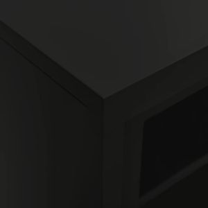 ตู้บานเลื่อนเหล็กสีดำพร้อมกระจกนิรภัยขนาดกลางสำหรับห้องนั่งเล่น - Product Image 6