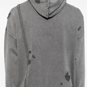 Sweat à capuche streetwear personnalisé pour homme, effet vieilli, en coton molletonné délavé, fournisseur en gros OEM ODM - Product Image 6