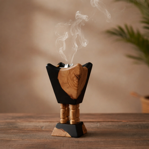 Quemador de incienso contemporáneo de estilo árabe con incrustaciones de resina y madera, ideal para regalos especiales de Ramadán y Eid, Mubkhara moderna, Medkhan personalizado. - Product Image 1