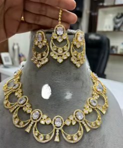 Premium Quality Women's Jewelry Set Classic Gold Plated Geometric Design Necklace Trendy Party and <b>Wedding</b> Wear <b>Accessories</b> - Product Image 2