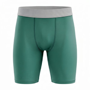 High Quality <b>Men</b> <b>Compression</b> <b>Shorts</b> Mid Waist Elastic Breathable Quick Dry Satin Solid Spandex/Polyester High Street Gray Color - Product Image 1