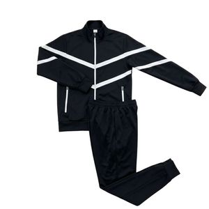Tracksuit Jogging Suit 2 Piece Set White Navy Blue Polyester Fleece Chevron Block Full Zip Jacket And Tapered Jogger <b>Pants</b> - Product Image 3