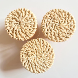 Closet door handles handmade in Vietnam natural rattan furniture handle <b>dresser</b> cupboard pull <b>knob</b> - Product Image 3