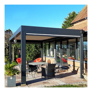 Pérgola económica 3x3 Pérgola bioclimática de aluminio negro Pérgola con persianas para exteriores impermeable sostenible unida <span class=keywords><strong>a</strong></span> la <span class=keywords><strong>pared</strong></span> - Product Image 2