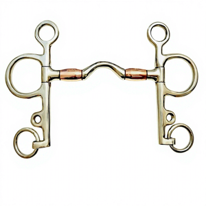 Riaz Jamal Mors d'équitation en acier inoxydable avec logo personnalisé, style western, mors Quarter Moon et mors Pelham Dog Bone - Product Image 2
