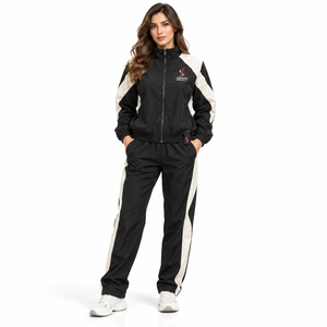 Conjunto Deportivo Cortavientos para Mujer, Chaqueta y Pantalones Personalizados, Tela de Poliéster Ligera, Resistente al Viento, Ajuste Cómodo, para Deportes al Aire Libre - Product Image 1