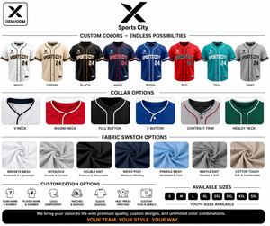 เสื้อเบสบอลพิมพ์ลายตามสั่ง X Sports City สำหรับผู้หญิง ระบายอากาศได้ดี แห้งเร็ว ผลิตจากโพลีเอสเตอร์ ชุดทีมแบบสั่งทำพิเศษ - Product Image 2