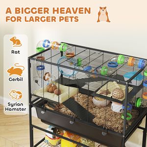 3-Tier Modern Hamster Cage <b>Deep</b> Tray Storage <b>Shelf</b> Big Exercise Wheel Hut Rolling Rat Cage System for Medium Breed Size for - Product Image 4