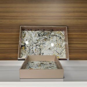 Plateau de service en laque avec logo personnalisable de haute qualité Nouvelle arrivée du Vietnam Plateau en époxy épique en gros - Product Image 1