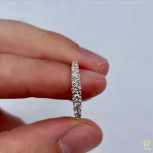 Round Cut Moissanite Half Eternity Ring 925 <b>Sterling</b> <b>Silver</b> Gold Finish <b>Wedding</b> <b>Band</b> For Women - Product Image 6