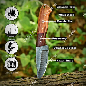 Couteau à lame fixe en acier Damas de qualité industrielle, nouveau design professionnel, pour la chasse et le camping, fabrication OEM, fournisseur UA - Product Image 6