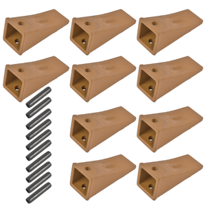 Confezione da 10 denti lunghi X156L per benna, 10 perni a rullo P156 in acciaio legato, denti per terreno adatti per miniescavatori e pale cingolate, per uso in scavo - Product Image 2