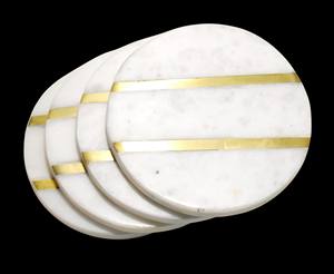 Ensemble de sous-verres en marbre | Accessoires de cuisine | Ensemble de sous-verres faits à la main | Sous-verres pour champagne | Sous-verres en gros pour l'exportation d'Inde - Product Image 2