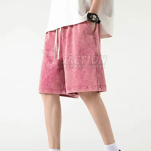Shorts de jogging pour hommes avec impression de logo personnalisée, prix abordable, effet délavé à l'acide - Product Image 3