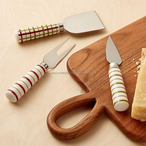 Ensemble de couteaux à fromage en acier inoxydable noir avec manche en marbre blanc, ustensiles de charcuterie, vente en gros, personnalisable, idéal pour la décoration de table à la maison ou pour les fêtes - Product Image 4
