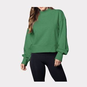 Sudadera de cuello alto corto de algodón polar personalizada para mujer, estilo hip hop, streetwear, con hombros caídos y manga larga, ¡la más vendida! - Product Image 4