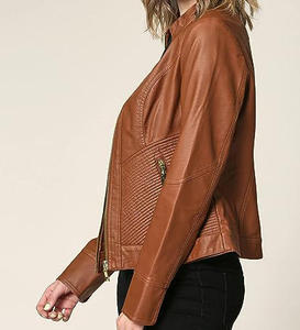 Chaqueta de Motocicleta de Cuero para Mujer, Resistente al Viento, de Alta Calidad, Tejido Personalizable, Logotipo Personalizado, Color Personalizado, Cierre de Cremallera - Product Image 3