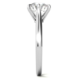 Bague de fiançailles de luxe en moissanite ronde à six griffes en or blanc massif 14 carats pour femme - Product Image 4