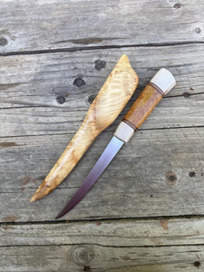 A&M Enterprises Handmade High Quality Fillet <b>Knife</b> Straight Stainless Steel Burl Wood <b>Handle</b> <b>Bone</b> Cap Outdoor Hunting - Product Image 4