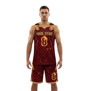 Conjunto de Uniforme de Baloncesto para Hombre, Camiseta sin Mangas con Cuello en V, Estampado de Diamantes, Nombre y Número del Equipo, Kit para Adultos, 100% Poliéster - Product Image 1