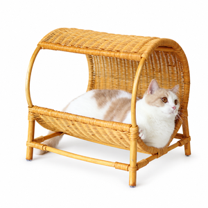 Nichoir pour animaux de compagnie en rotin tressé, confortable, écologique, naturel, pour petits chiens et chats, avec motif rayé, vente en gros du Vietnam - Product Image 1