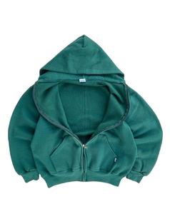 Premium Vintage Acide Lavé Coton Distressed Brodé Patch Hommes Surdimensionné Zip Hoodie Sun Faded Streetwear pour L'hiver - Product Image 2