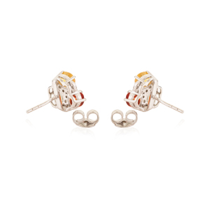 Beautiful Classic Three Stone Oval Multi Sapphire Gemstone 925 Sterling <b>Silver</b> <b>Stud</b> Earring For Women Fine Birthday Gift Jewelry - Product Image 6