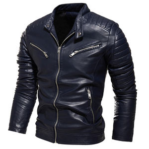 Veste en cuir PU décontractée pour homme, automne-hiver, fermeture éclair, coupe slim, manches longues, veste de mode pour moto - Product Image 5