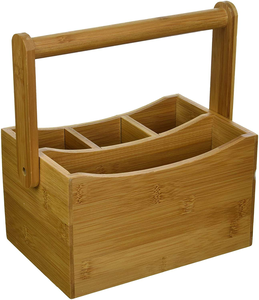 Porte-couverts et ustensiles de cuisine moderne en bambou fait main, à un seul niveau, pour table - Product Image 2
