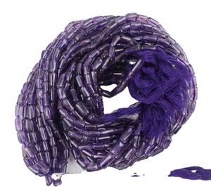 Cuentas de piedras preciosas de amatista azul Natural de 1 hebra de calidad AAA, forma de tubo suave para fabricación de joyas hechas a mano, venta al por mayor - Product Image 1