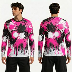 Camiseta Deportiva de Manga Larga con Diseño Poligonal Azul y Negro, Poliéster Duradero, Ligero, Premium, Sublimado - Product Image 3