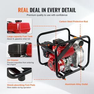 Pompa per rifiuti a benzina 7HP 242GPM 4 tempi, pompa per trasferimento acqua con tubo di uscita da 25 piedi/7,62 m - Product Image 5