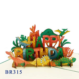 Tarjeta Pop-up de Feliz Cumpleaños con Diseño de Parque de Dinosaurios, Hecha a Mano en Vietnam, Hanói, Regalos con Temática Animal, Más Vendidos, Gran Tendencia - Product Image 1