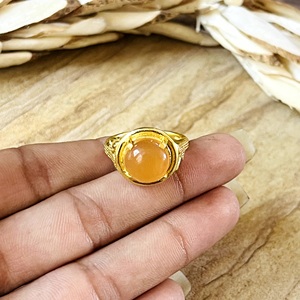 แหวนคาร์เนเลียนดีไซน์โบโฮสุดเก๋ วินเทจ วงทองเหลืองชุบทอง 18k ลายงู แฟชั่นสำหรับผู้หญิง แหวนค็อกเทล ขายส่ง/OEM/ODM - Product Image 3