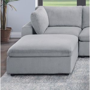 Set Divano Modulare 7 Pezzi Grigio Scuro in Velluto a Coste per Soggiorno con 2 Angolari, 2 Poltrone Senza Braccioli e 3 Pouf F - Product Image 6